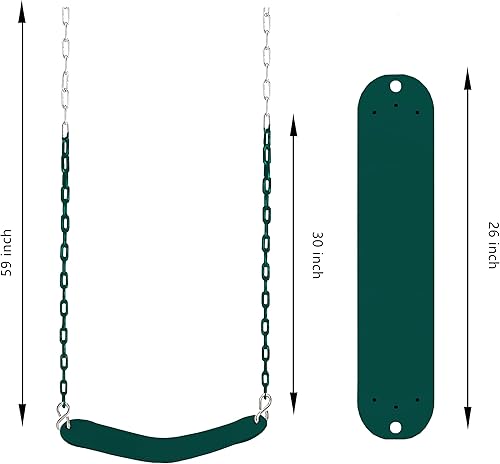 Miniatura 3 de KINSPORY Asiento de columpio para niños pequeños, respaldo alto de alta resistencia, columpio para bebé totalmente montado, cadena de hierro,
