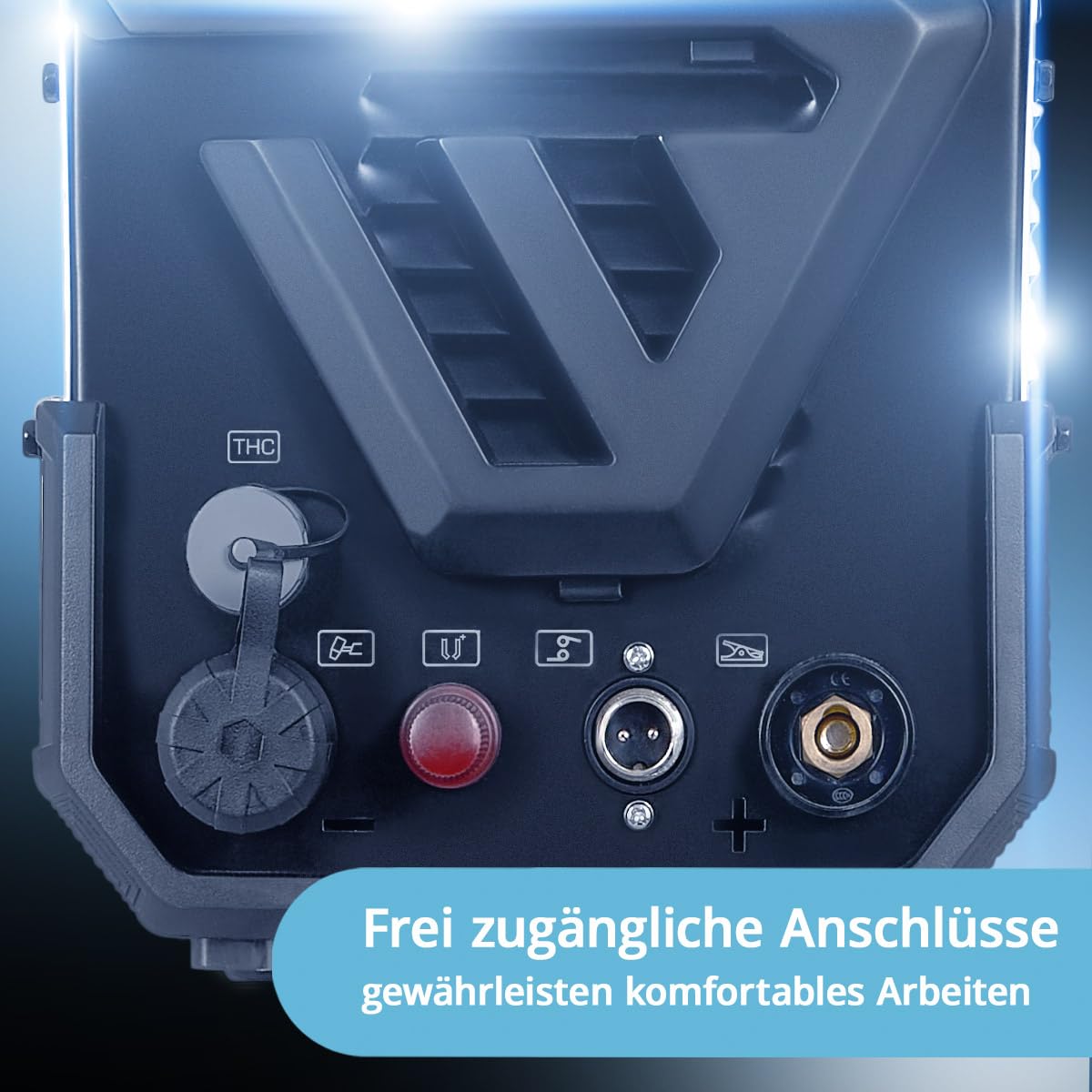 STAHLWERK Plasmaschneider CUT 50 P Digital – Plasmaschneidgerät mit 50 A, Schneidleistung bis 20 mm, HF-Pilotzündung, THC-Schnittstelle für CNC-Höhenregelung, Inverter Plasma Cutter