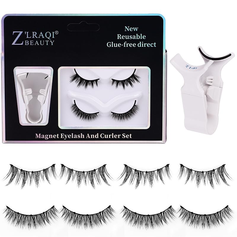 2Pair Reusable Magnetic Eyelashes - No Eyeliner Needed! Dual Magnetic Lashes for a Natural and Bushy Look. Switch Freely between Natural and Thick