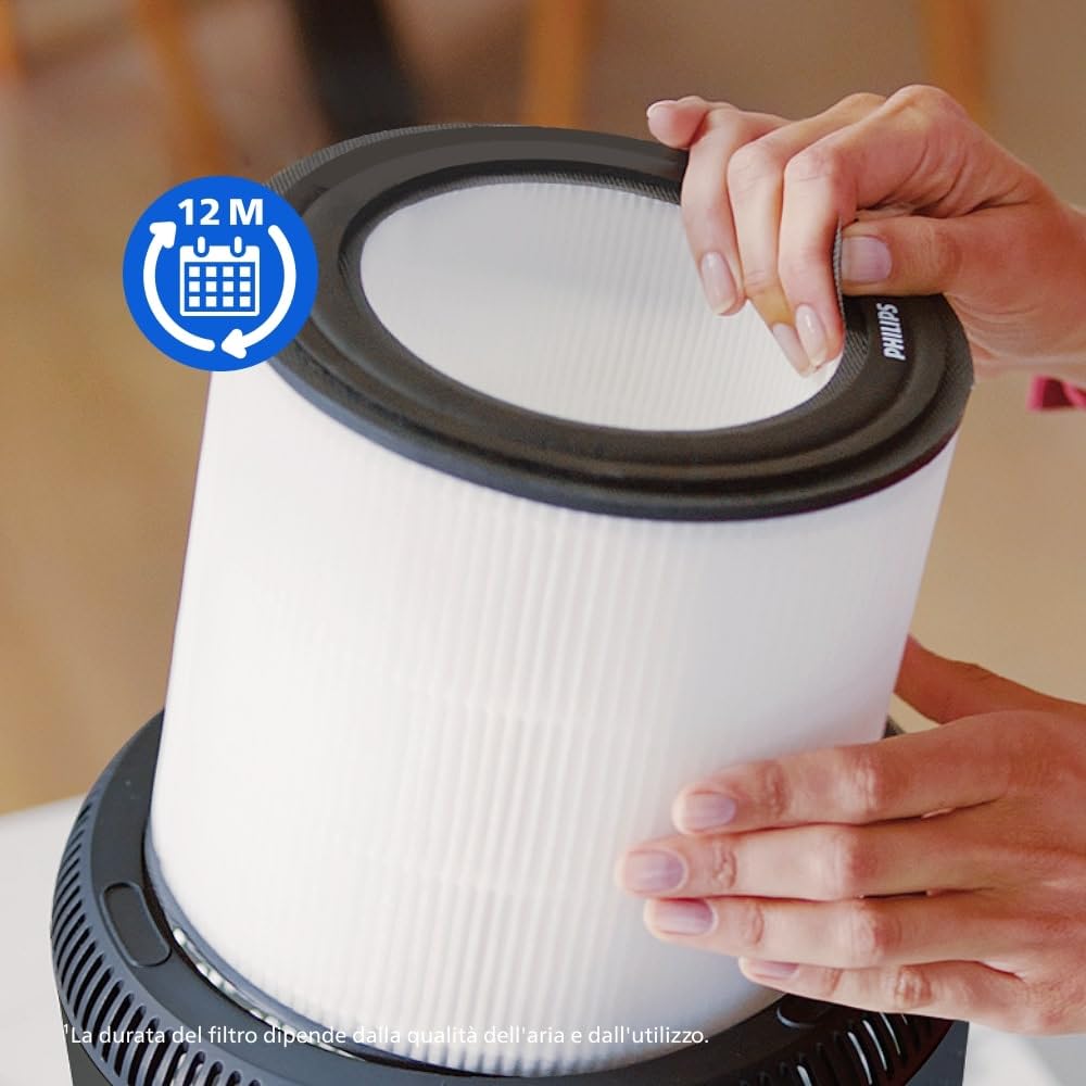 Filtro di Ricambio Originale Philips per Purificatore d'Aria Serie 800 AC0830, AC0850, HEPA NanoProtect + Carboni Attivi, Durata 12 Mesi (FY0293/30)