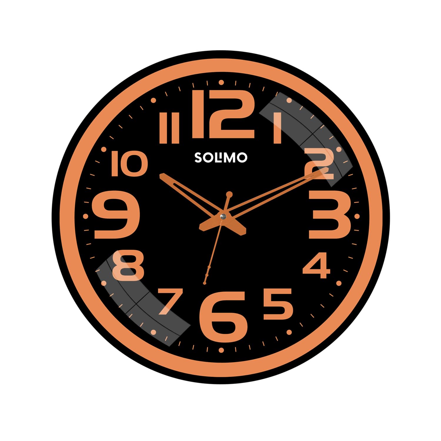 Amazon Brand - Solimo 12-inch Dual Color Frame Silent Movement Plastic Wall Clock - Black & Orange (B0CRVKX6HC) Amazon Price History, Amazon Price Tracker