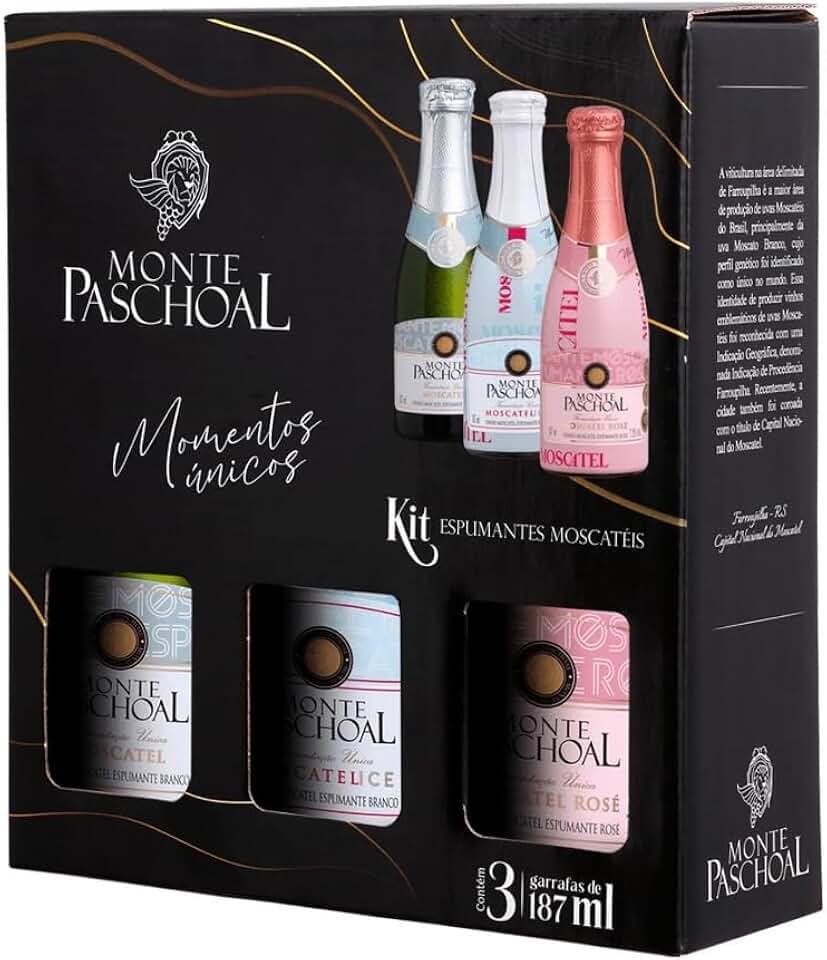Kit 3 Espumantes Moscateis 187ml - Monte Paschoal