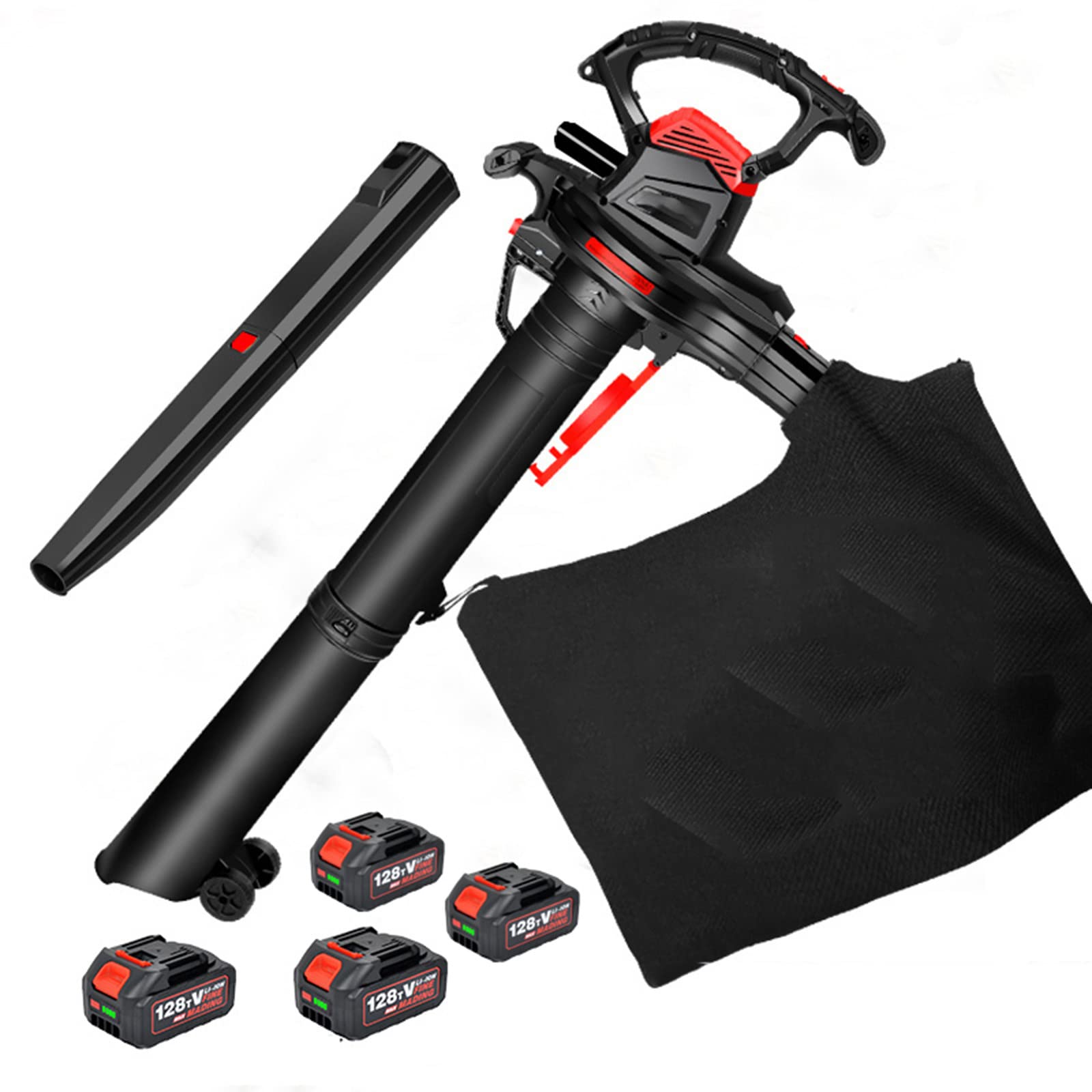 KLUFO Aspirapolvere Portatile per soffiatore di Foglie, aspirapolvere Elettrico al Litio da 40 V, soffiaggio e aspirazione 2 in 1 Giardino Giardino Foglia Soffiaggio,Batteria Quad