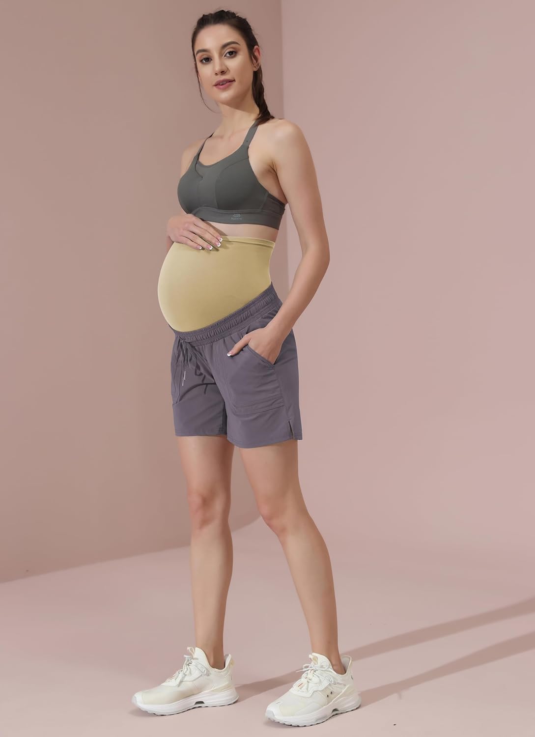 Maacie Maternity Hiking Shorts Quick Dry Waterproof 5" Workout Sports Shorts Outdoor Casual - Image 6