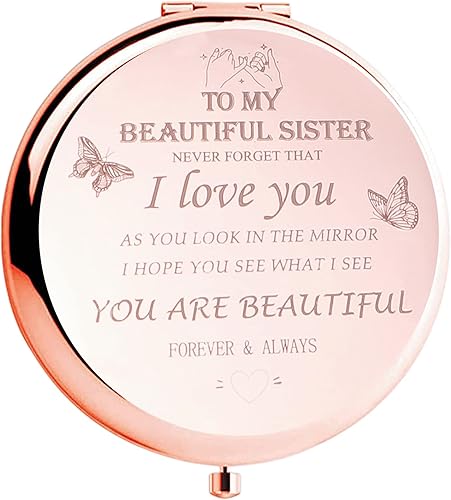 HYOUCHANG 2 piezas de regalos para hermanas, regalos para mujeres, espejo de maquillaje compacto, regalo de dama de honor, cumpleaños, día de San