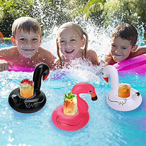 Mcpinky Inflatable Drink Holder, Drink Floats Inflatable Bird Cup Coasters Pink Flamingo Drink Holder Black And White Swans Drink Holder For Kids Water Fun Toys And Pool Party(6 Pack) #TOP4
