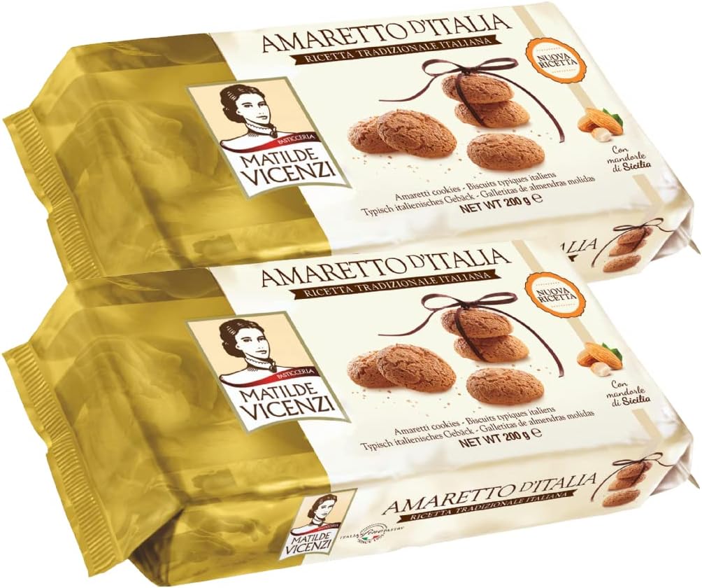 Matilde Vicenzi Ameretto Di Matilde Italian Cookies Amaretti Biscuits 200g (Pack of 2)