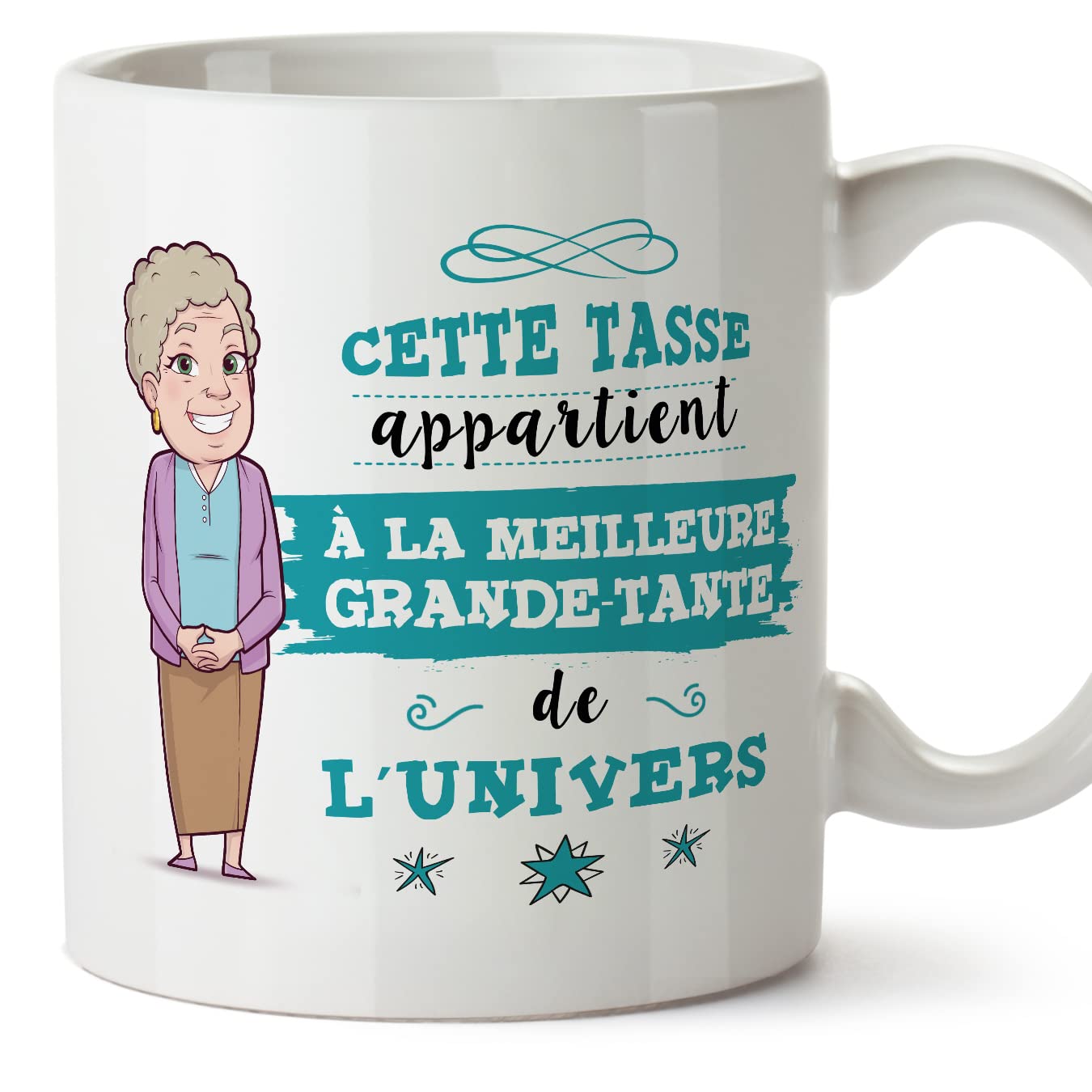 MUGFFINS Great Aunt Mug - in French - Meilleure Famille de l'univers - Funny Gift - Ceramic 11oz Mug