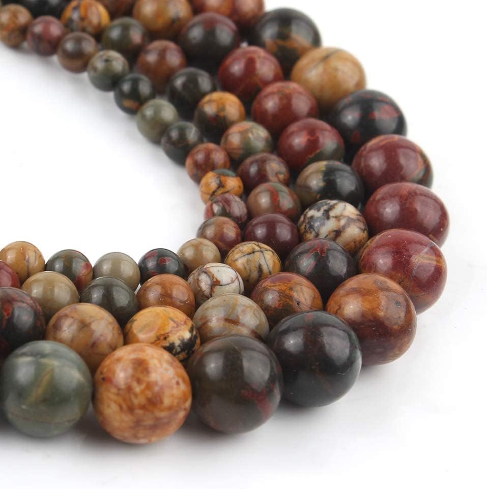 38pcs 10mm Picasso Jasper Beads for Jewelry Making, Assorted Natural Loose Stone Beads for Bracelets Round Gemstone Red Bead Men's Bracelets Necklace,DIY Birthday Crafts Gifts...