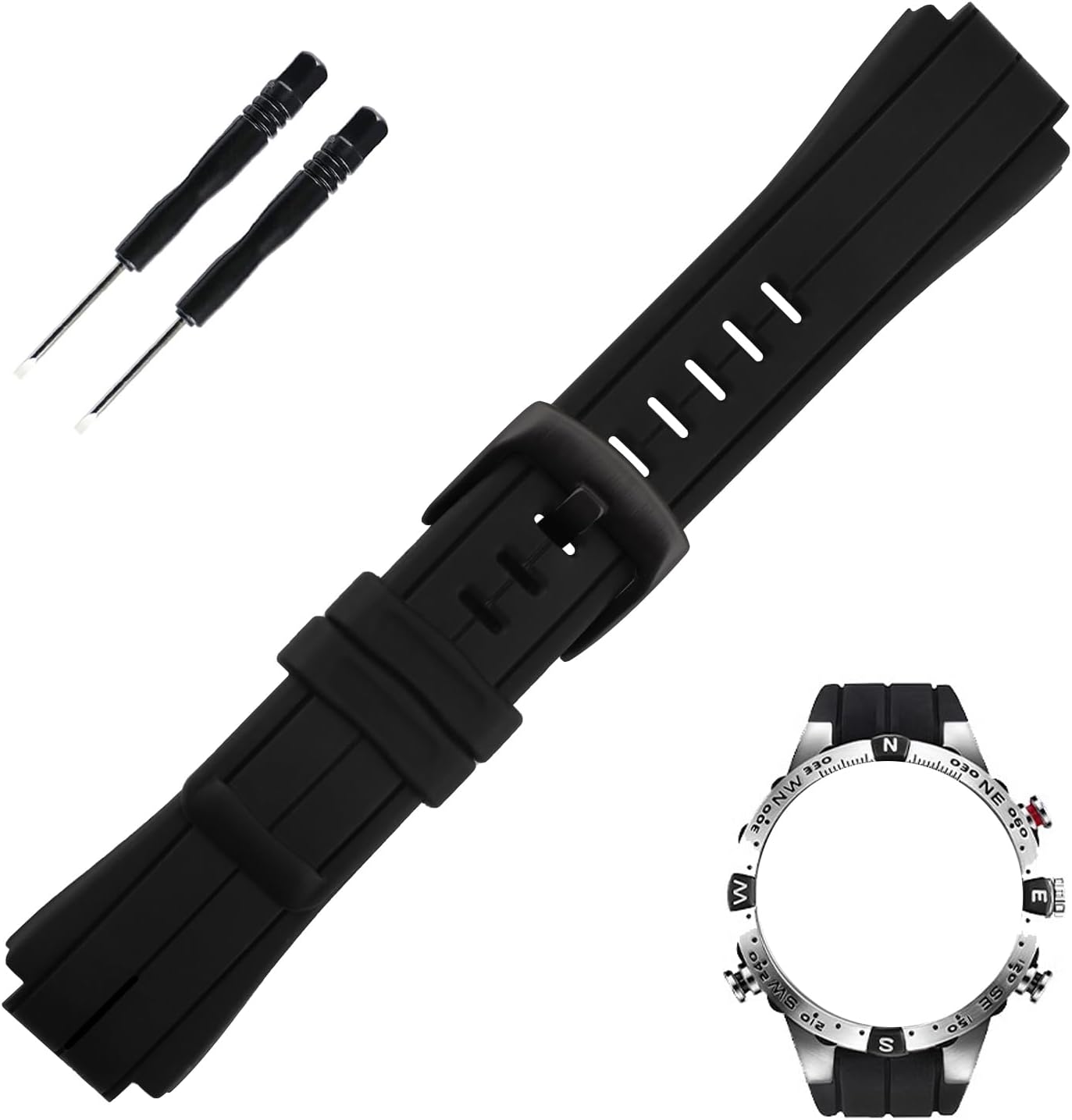 24mm x16mm Rubber Watch Band replacement for Timex T2N720 T2N721 T2N739 TW2T76500 TW2T76300 TW2T76400 Silicone Strap Wirstband accessories for Men and Women