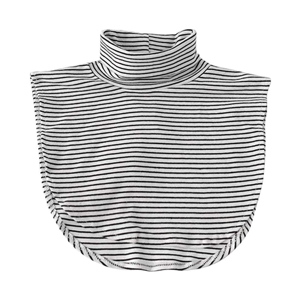 Joyci Women's Solid Stripe Turtleneck Dickey Collar Wear Outer or in Sweater Hoodie High Neck Mock Collar
