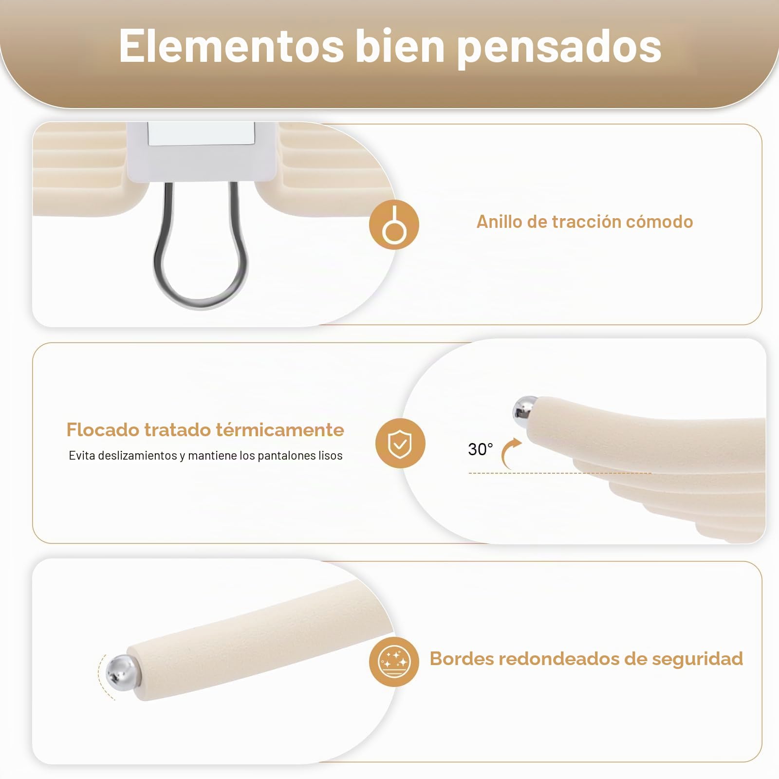 Perchas para 22 Pantalones, Pantalonero Extraible para Armario, Antideslizante, Barra Extensible para Colgar Ropa, Organizador Perchero para Toalla Sostén Falda Jean Bufandas, Beige