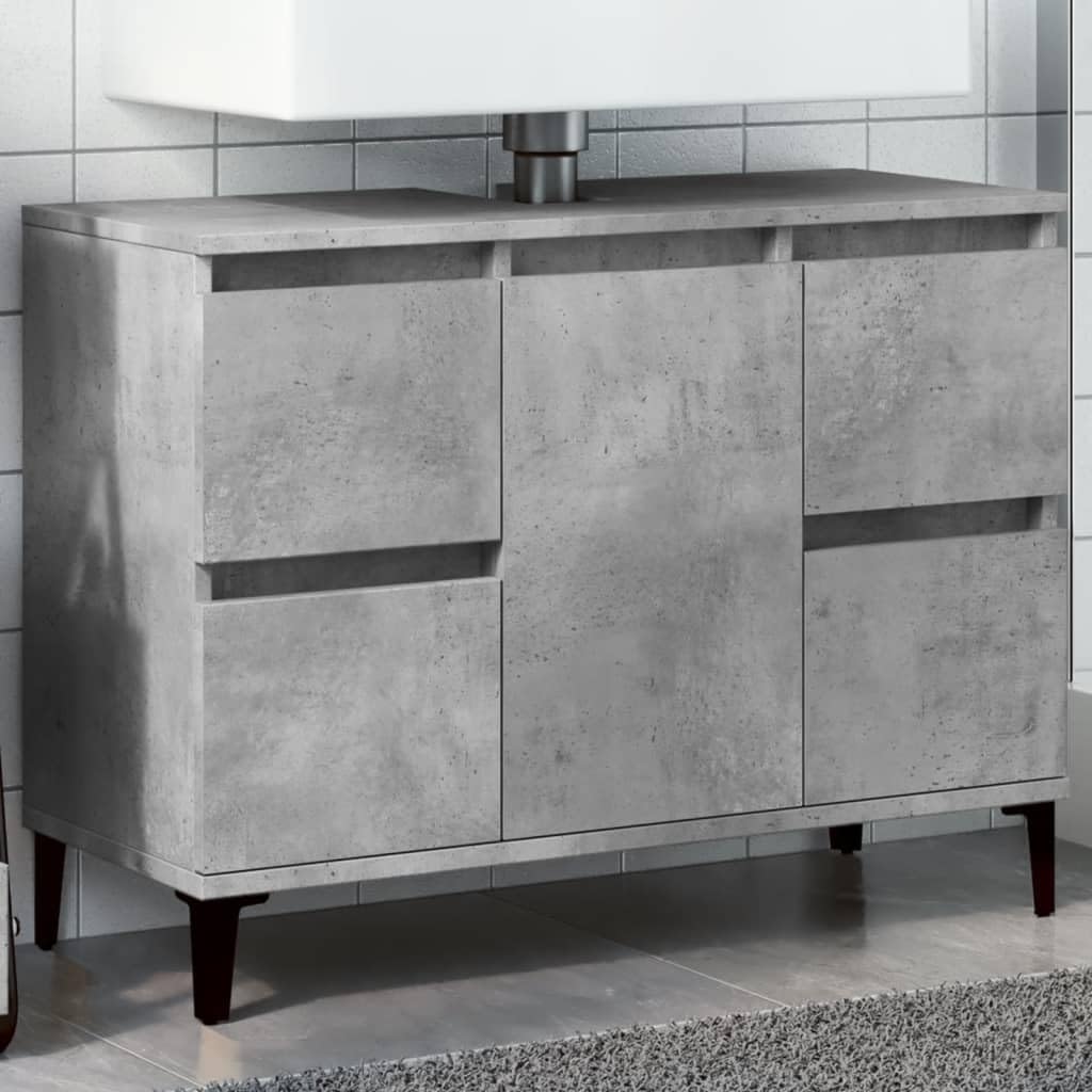 vidaXL Armario de Lavabo Madera contrachapada Gris hormigón 80x33x60cm
