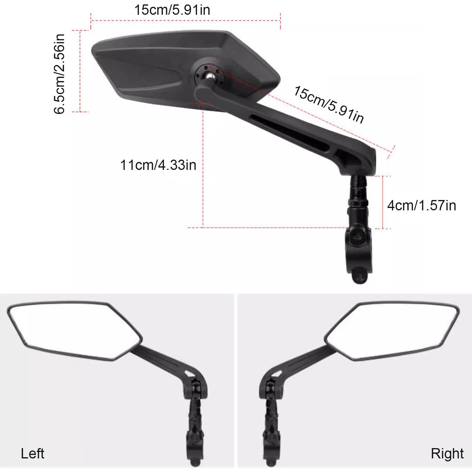 Fahrradspiegel 1 Paar, HD-Weitwinkel-Lenker-Rückspiegel um 360° Drehbarer Seitenspiegel aus Sicherheitsglas Fahrrad-Lenkerspiegel für Mountainbike, E-Bike, Roller, Snowbike,