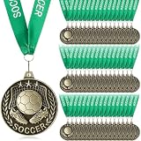 Loetere 48 medallas de premio de 2 pulgadas con cuello de cabra, regalo de fiesta (fútbol)