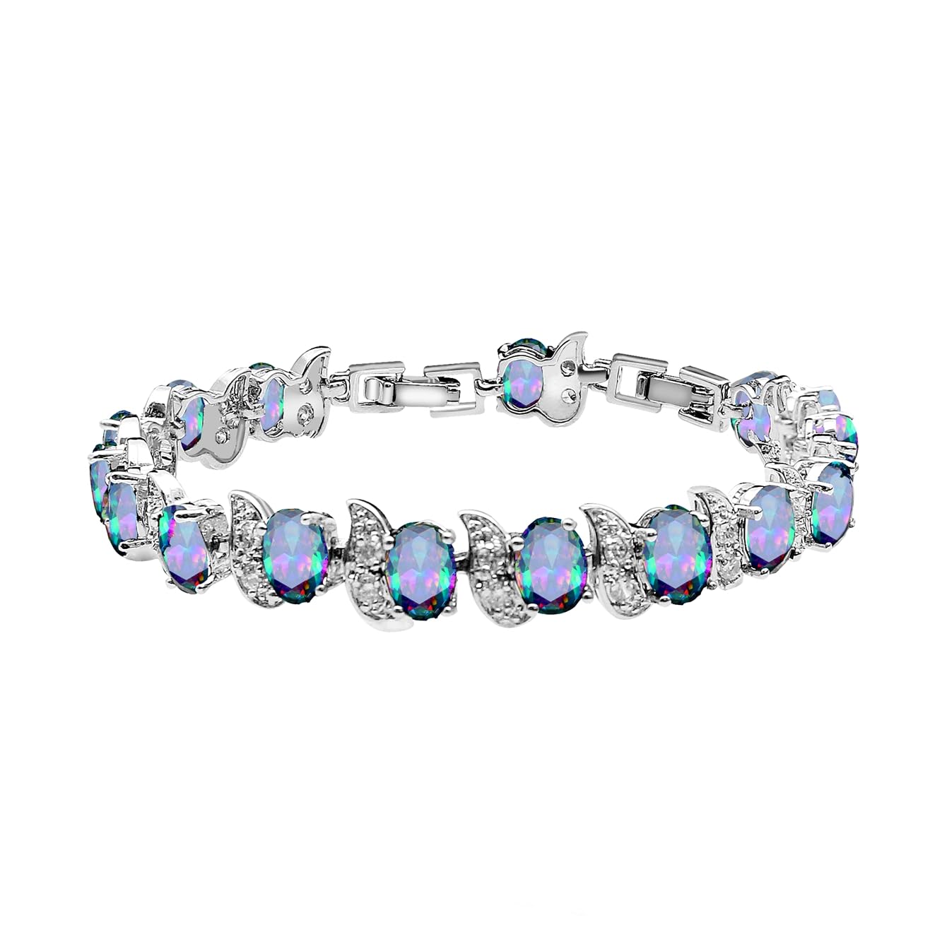LMXXVJ Fashion Tennis Bracelet Created Emerald White Gold Plated Charm Bracelet Gifts Jewelry for Women