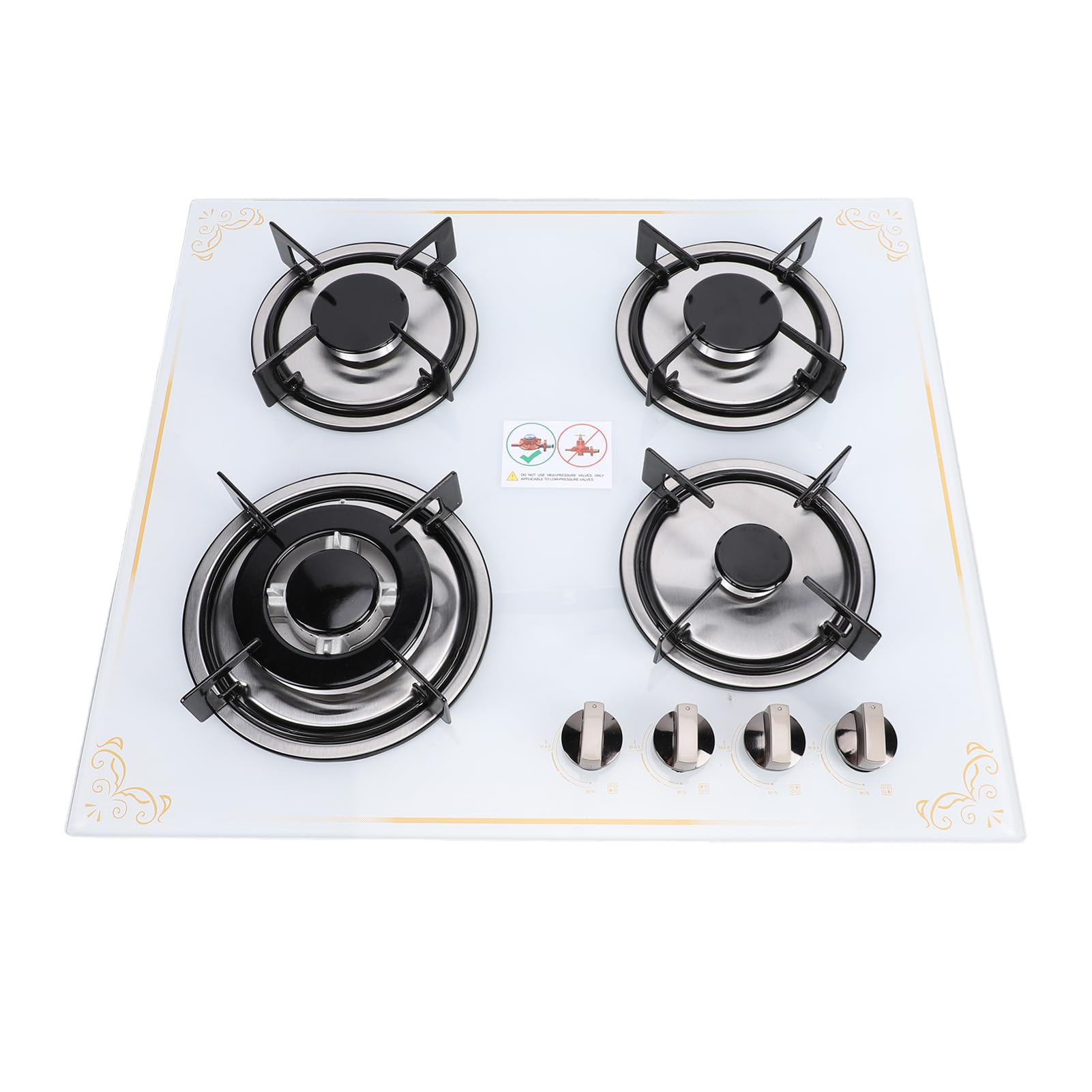 ZJchao Placa de Gas de 24 Pulgadas, Encimera de Gas Integrada, 4 Fuegos, for Cocina Apartamento Autocaravana y Cocina Exterior