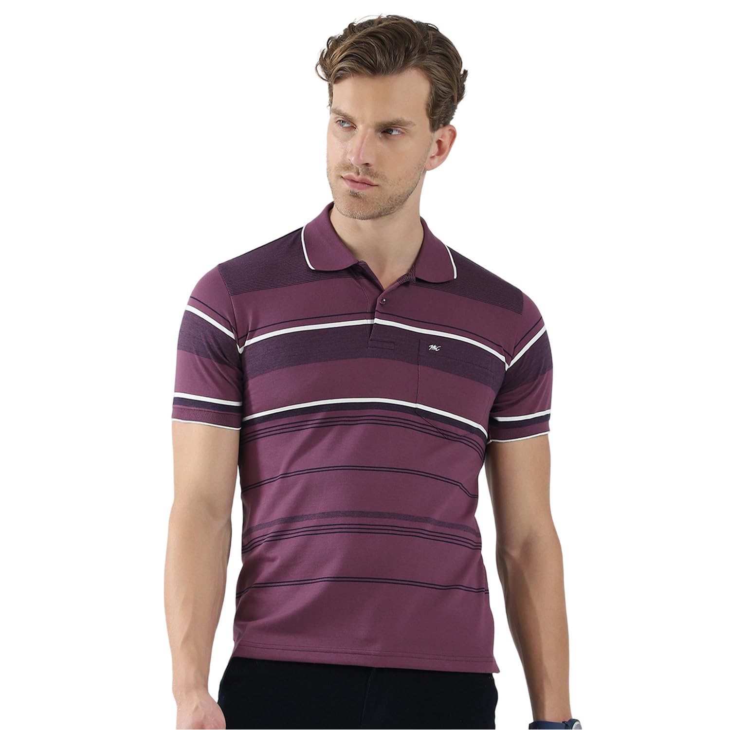 Monte Carlo Men's Regular Fit Polo T-Shirt | Half Sleeve | Striped Pattern| Casual Everyday Wear | Stylish & Comfortable Tshirt for Men-picture-32