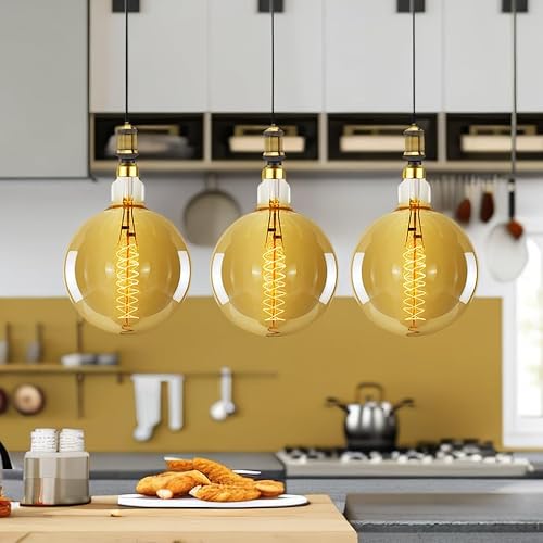 Miniatura 9 de Bombilla Edison gigante G200 incandescente vintage de 60 W, filamento espiral 110130 V, E26, bombilla de gran tamaño (G200)