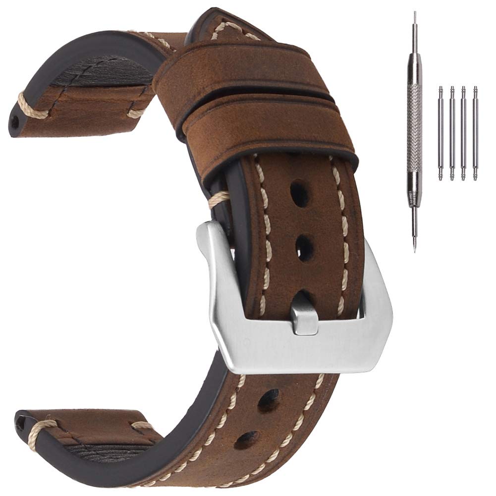 Buy Thick Leather Watch Straps for Mens,Crazy Horse/Oil Waxed Leather