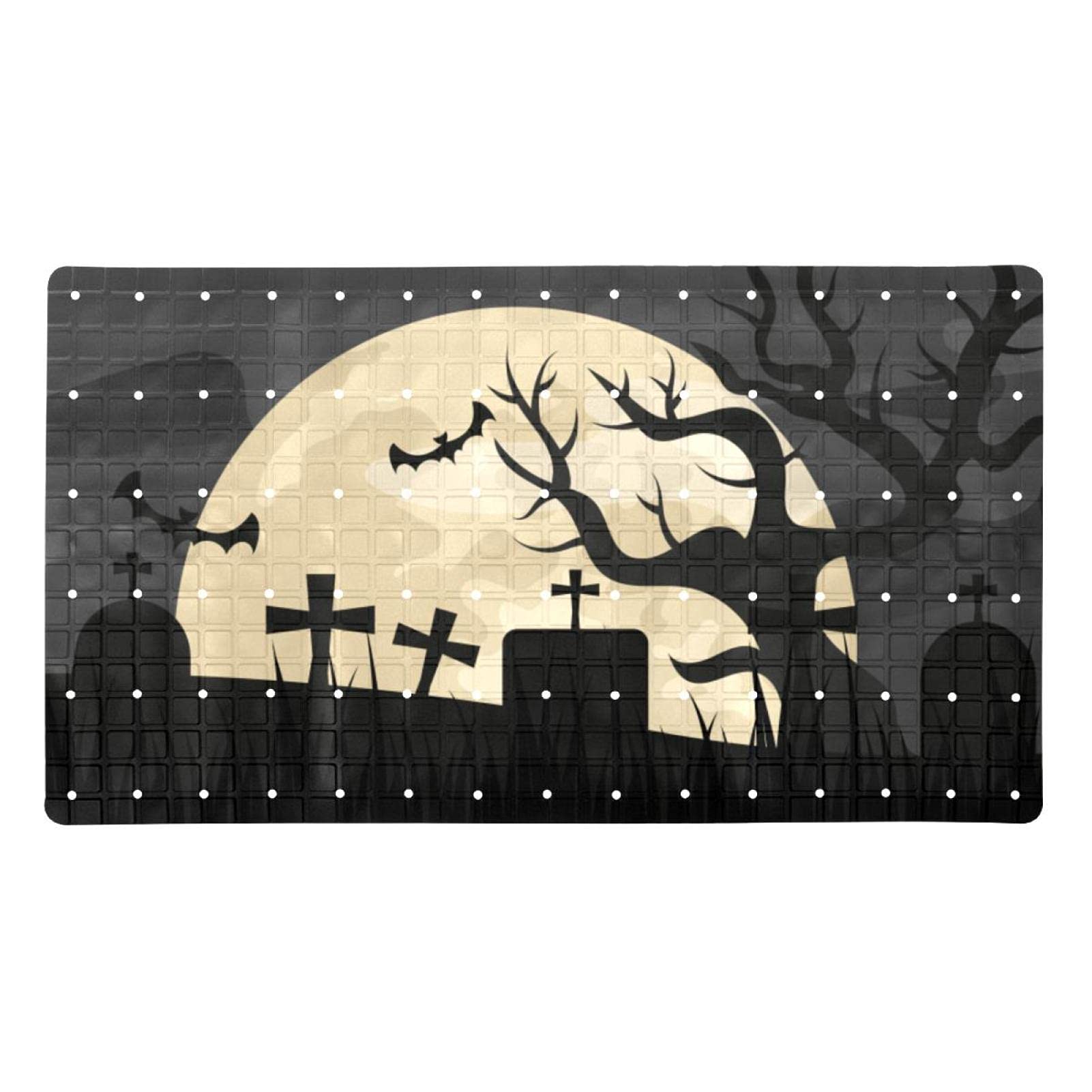 Alfombrilla de ducha antideslizante para hotel y hogar con estampado de luna de Halloween