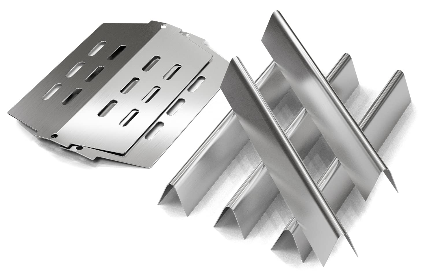 QuliMetal 17.5" Flavorizer Bars and Heat Deflectors for Weber Genesis E-310 E-330 Genesis 300 Series Grills with Front Controls Knobs (2011-2016), Stainless Steel Heat Plates for Weber 7620 7621 65055