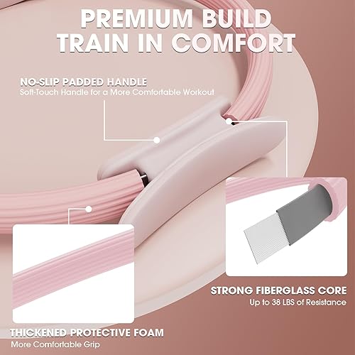 Miniatura 5 de PAETA Juego de anillos de pilates  Círculo mágico de 14 pulgadas (38 libras de resistencia), bola de pilates de 9.8 pulgadas, 5 bandas de