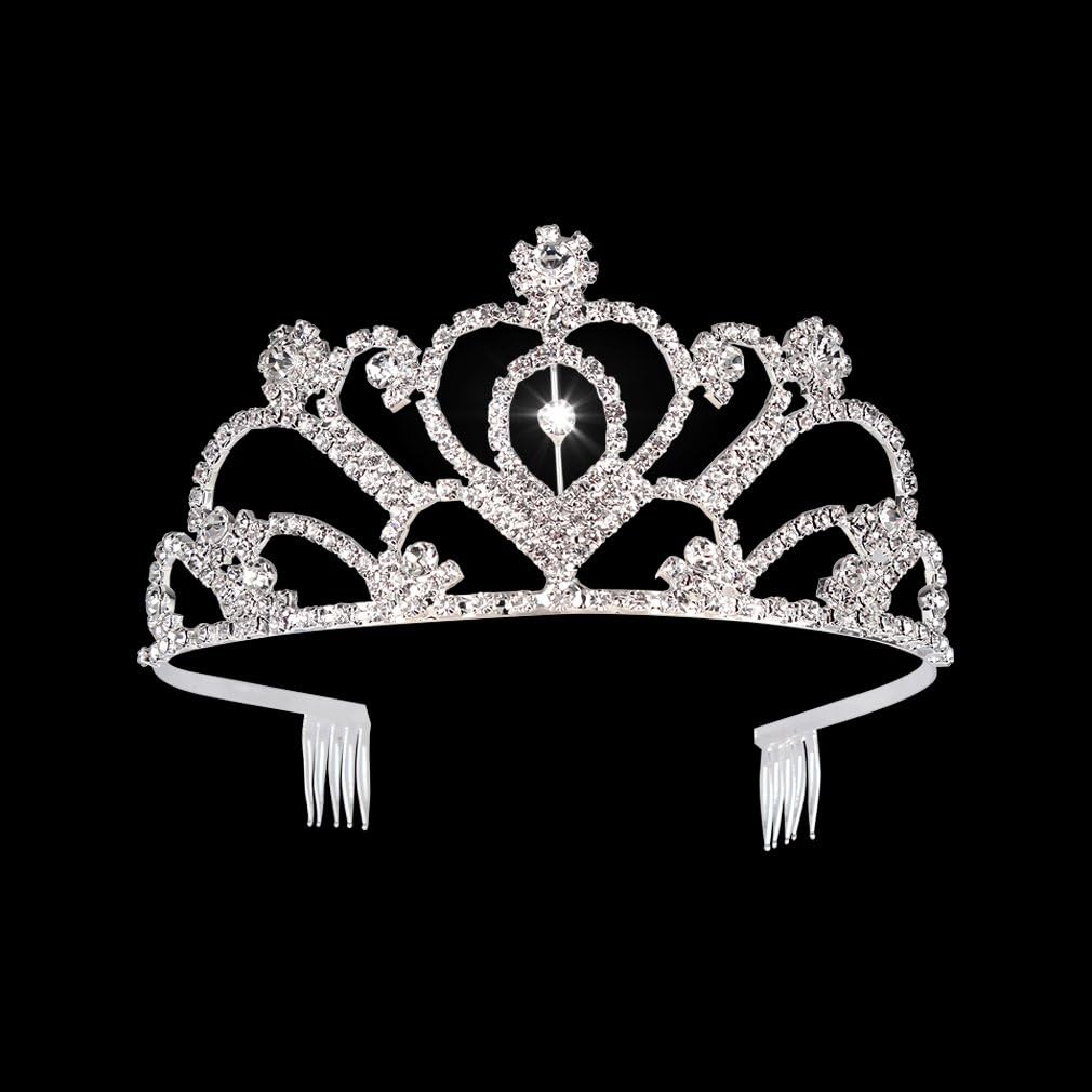 Jaciya 2 Pack Tiara Crown for Women Girls Princess Silver Crystal Tiara with Combs Rhinestone Headpieces tiara de la corona Birthday Wedding Party Hair Accessories