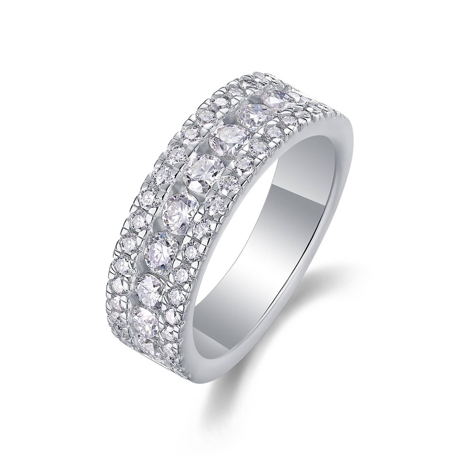 Anillo para novia, anillos de plata, estilo bohemio, lujoso, moissanita, oro blanco y platino, regalos únicos para mujer