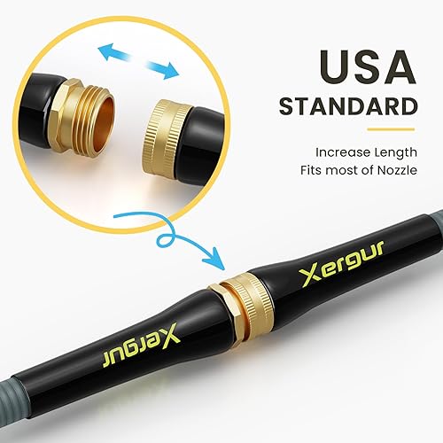 Miniatura 4 de Manguera de agua flexible para jardín, manguera de agua de 25 pies con accesorios de latón macizo, manguera de agua duradera de 12 pulgada sin
