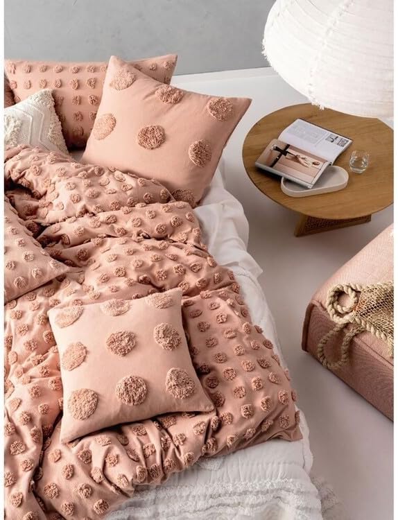 100% Cotton Bedding Duvet Cover / 5 Piece Boho Tufted Comforter Coves - Breathable Washing and Soft & Lightweight Duvet Cover (Honey Brown -09, Twin/68 * 90")