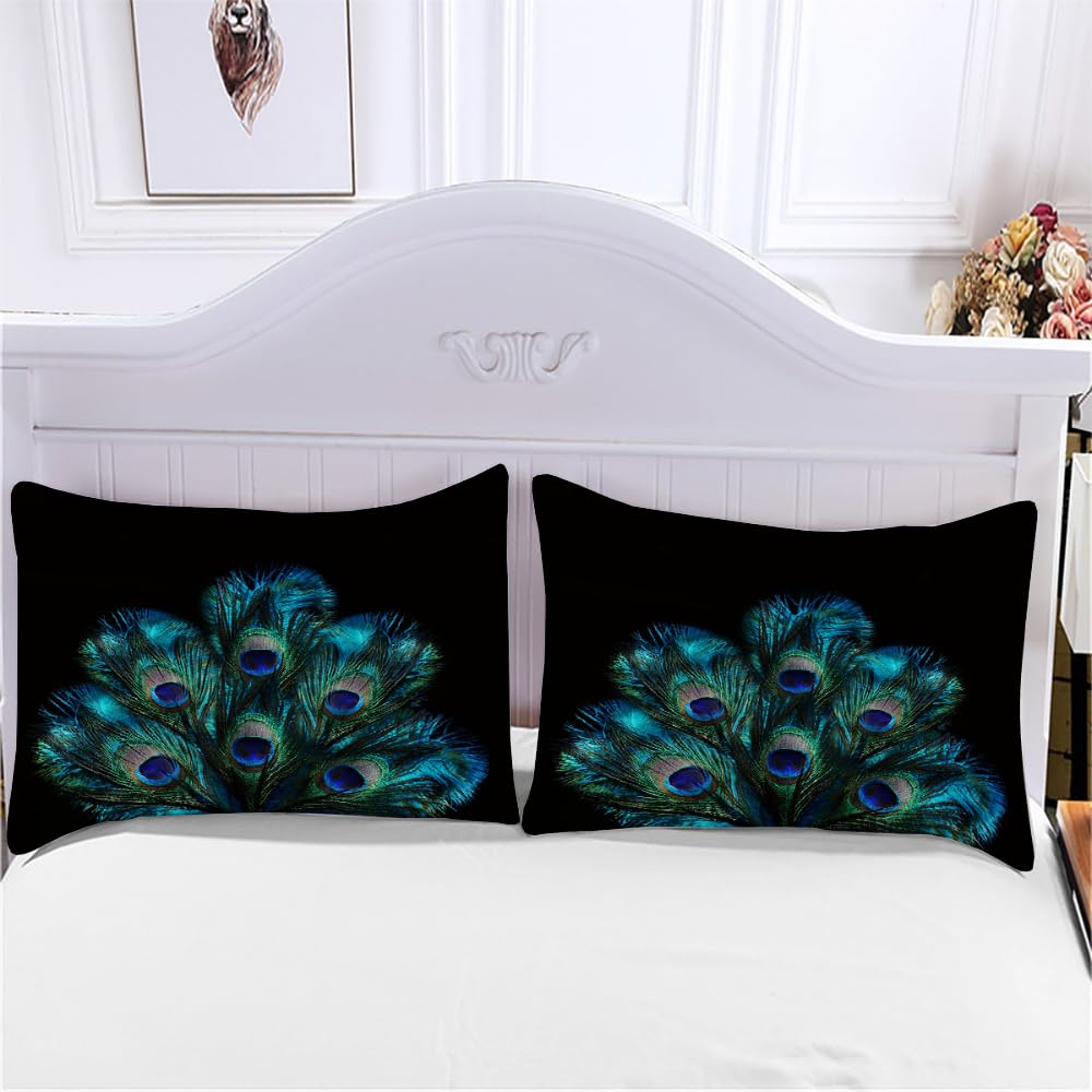 HABEAT 3D BettwäSche Pfau 200x200cm 3teilig Pfau BettwäSche Set mit Reißverschluss Sommer Weich Mikrofaser Winter Warm Bettbezüge mit 2 Kissenbezüge 50x75 cm（Stil 4-10）