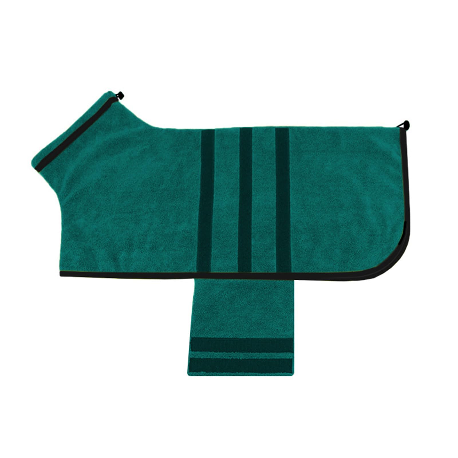 Hixingo Large Dog Drying Coats, Super Absorbent Dog Towel Robe Super Soft Dog Towel Coat Microfiber Pet Dressing Gown for Spaniels, Dachshund, Labrador, Cocker Spaniel (XS,Dark Green Black)