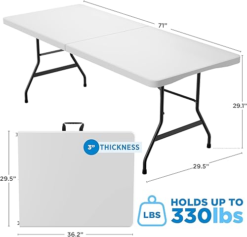 Miniatura 8 de Sorfey Mesa plegable portátil de 5 pies x 28 pulgadas de plástico para interiores y exteriores para picnic, barbacoa, fiesta,