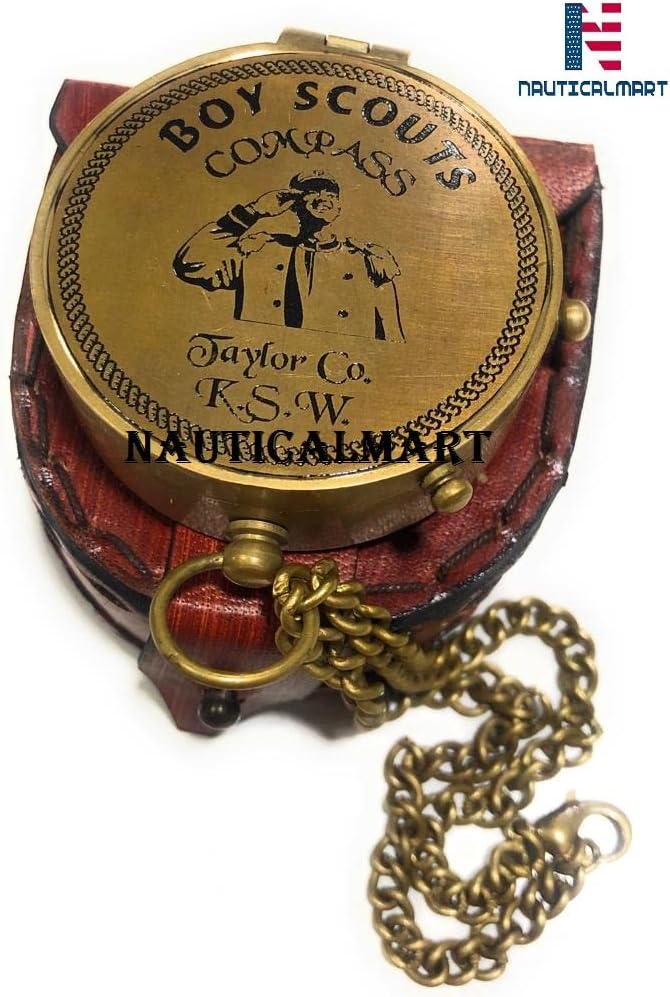 Engraved Compass Personalized | Graduation Gift Compass for Son, Daughter | Keepsake Antique Brass Pocket Compasses for Grandson, Granddaughter | Leather Case and Chain