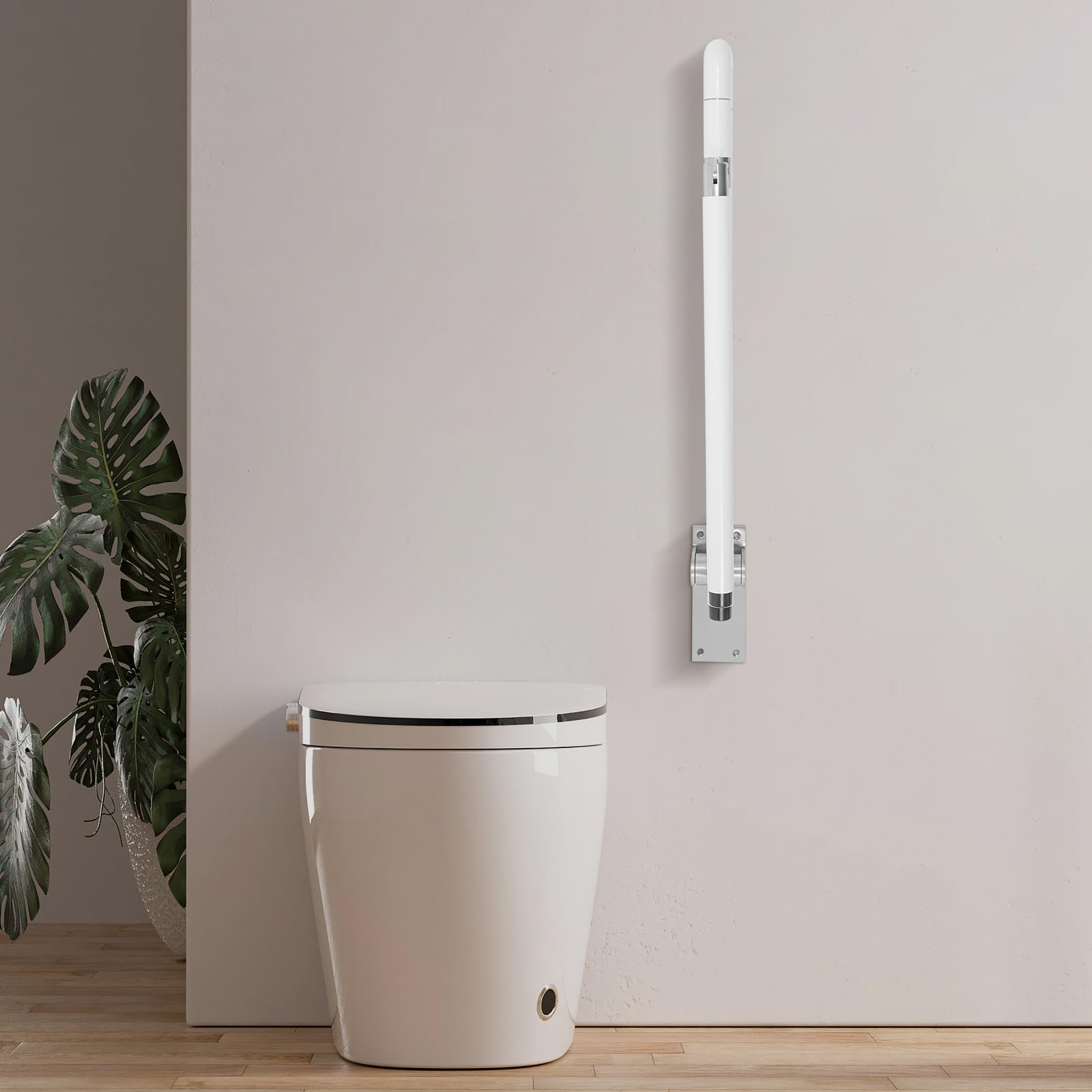 Asa plegable para baño, color blanco, nailon, acero inoxidable, mango de seguridad, montaje en pared, antideslizante, para personas mayores, baño
