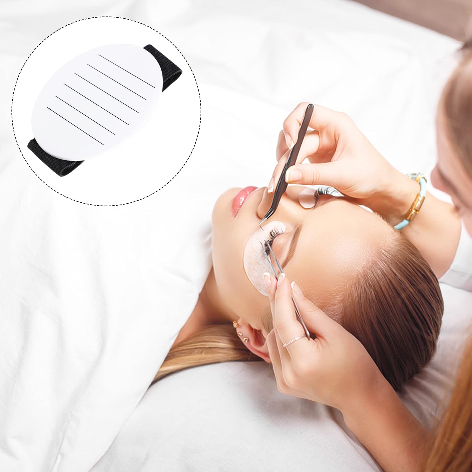 IWOWHERO Sturdy White Lash Pallet for Extensions Hand-held Eyelash Holder with Wrist Strap for Professional Use