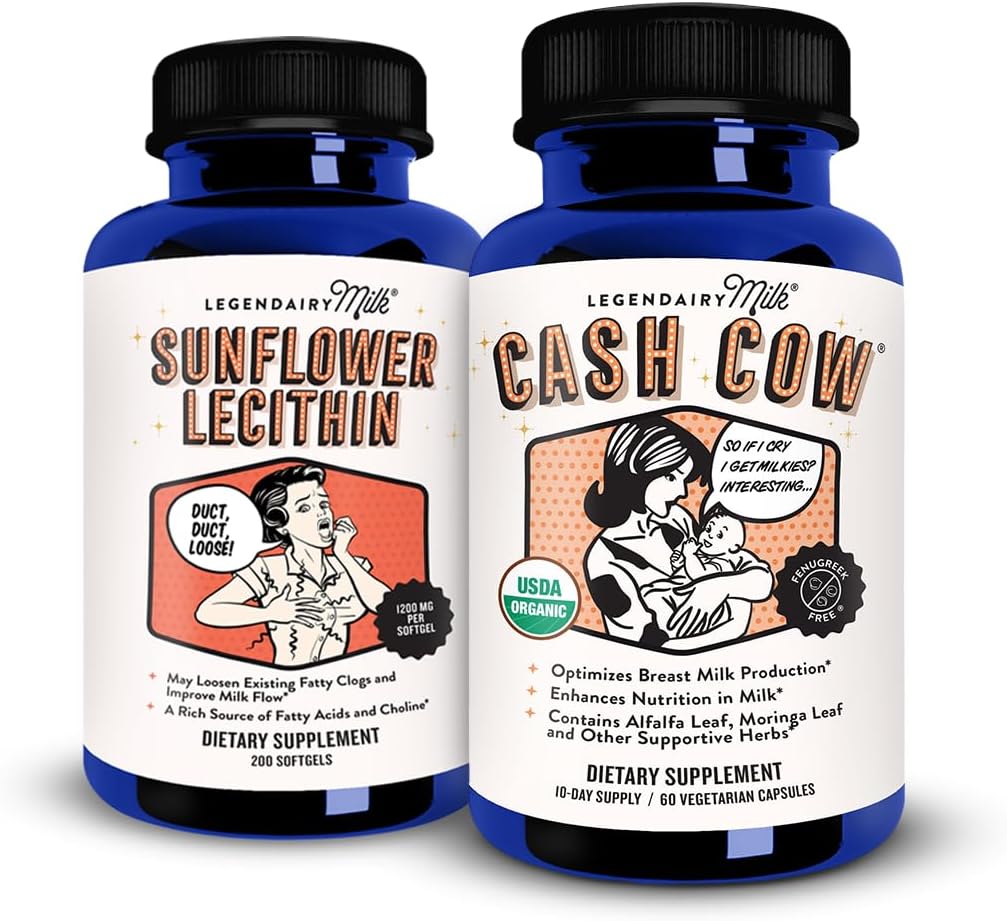 Legendairy MilkSunflower Lecithin + Cash Cow, Breastfeeding Supplements for Milk Supply Increase and Clogged Milk Ducts - Lactation Support for Breast Milk Production, Fenugreek Free