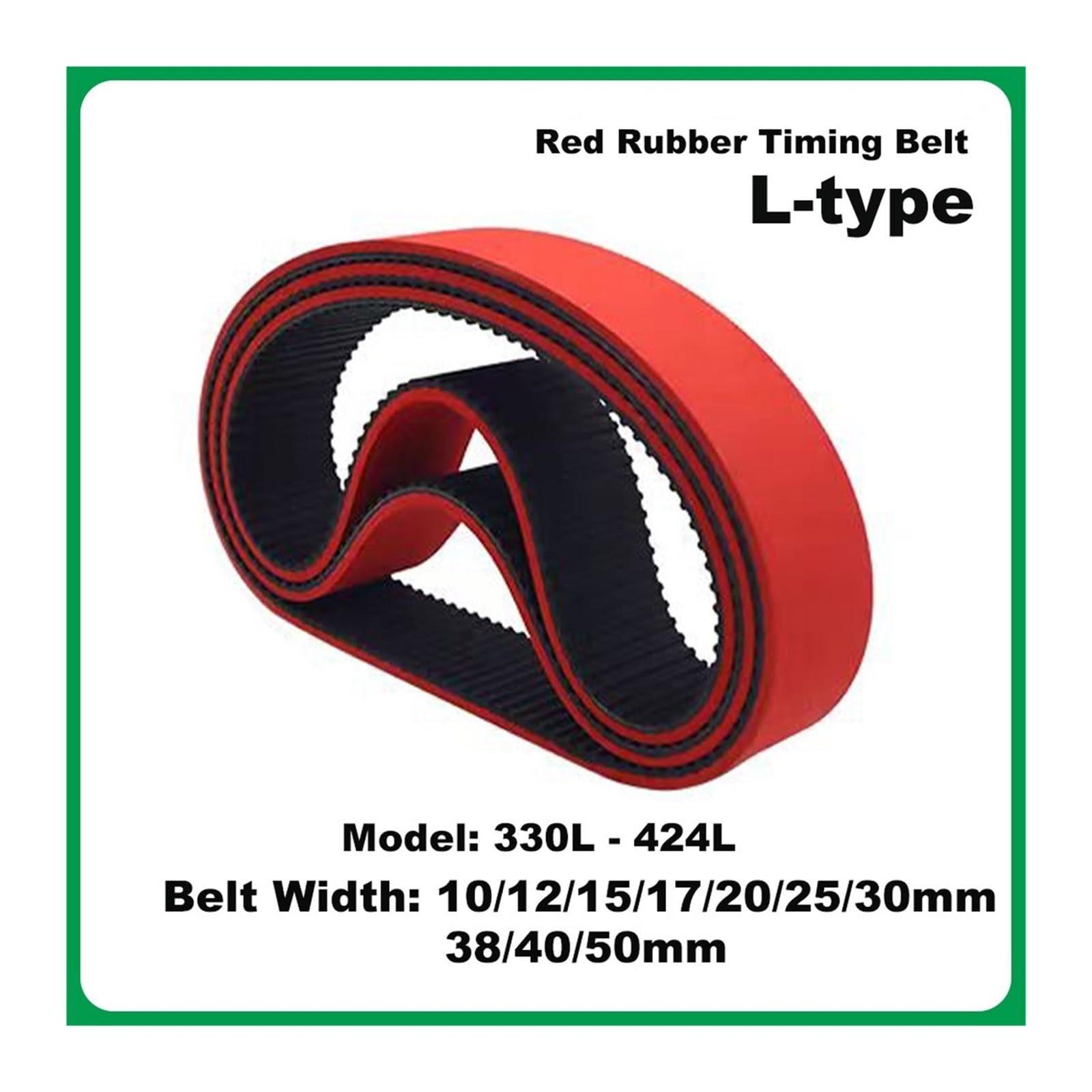 1pc L Cintura 330L-352L Rivestimento In Gomma Rossa Passo Del Dente 9.525 Trazione Cinghia Sincrona Macchina for L'imballaggio Delle Pellicole Tirando(345L(92teeth)1pc,10mm)