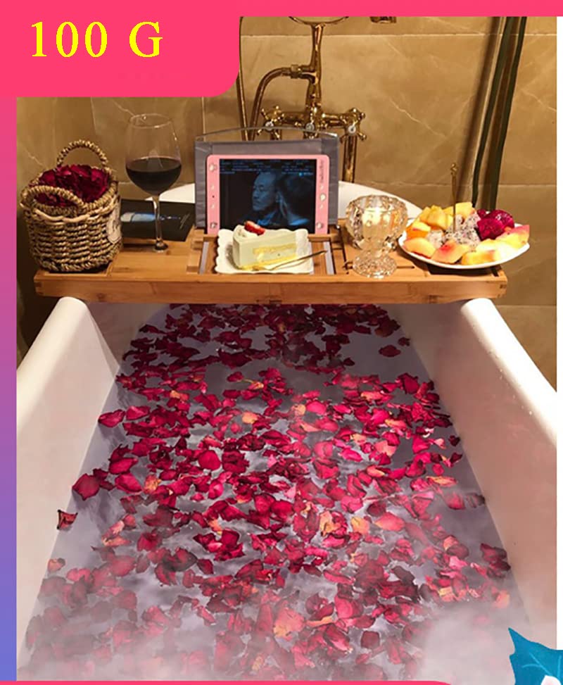Rose Petals,100 Grams Real Dried Rose Petal Dry Rose Flower Natural Biodegradable Red Rose for Foot Bath Spa Confetti Weddings Romantic Night DIY Crafts Accessories - Image 4