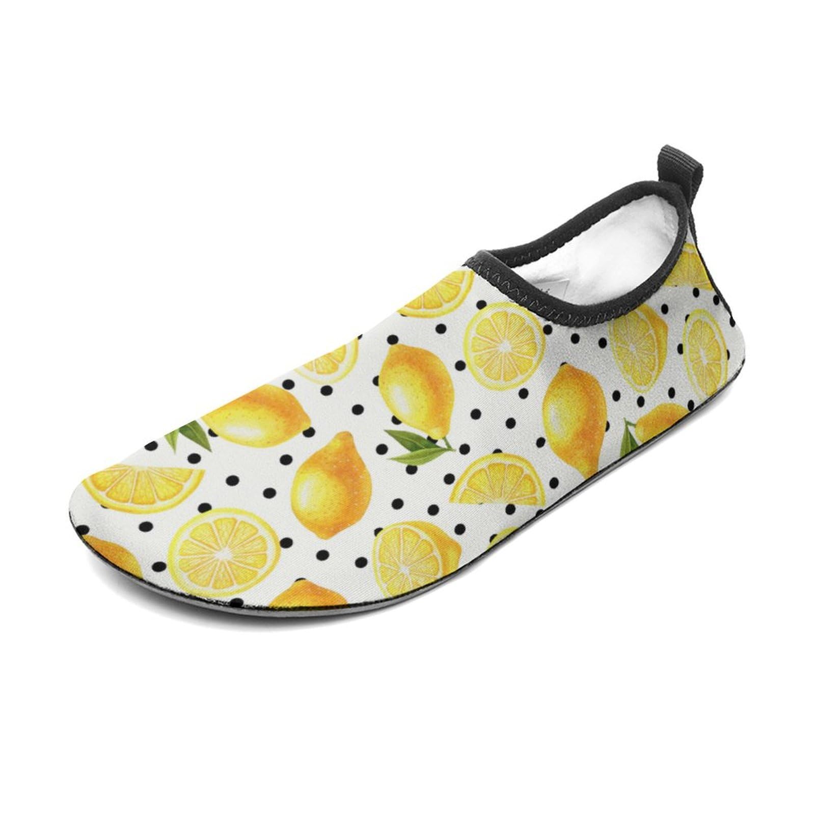 CSEMEIE White Black Polka Dot Fruit Water Shoes Beach Shoes Aqua Socks for Women Men Swimming Yoga