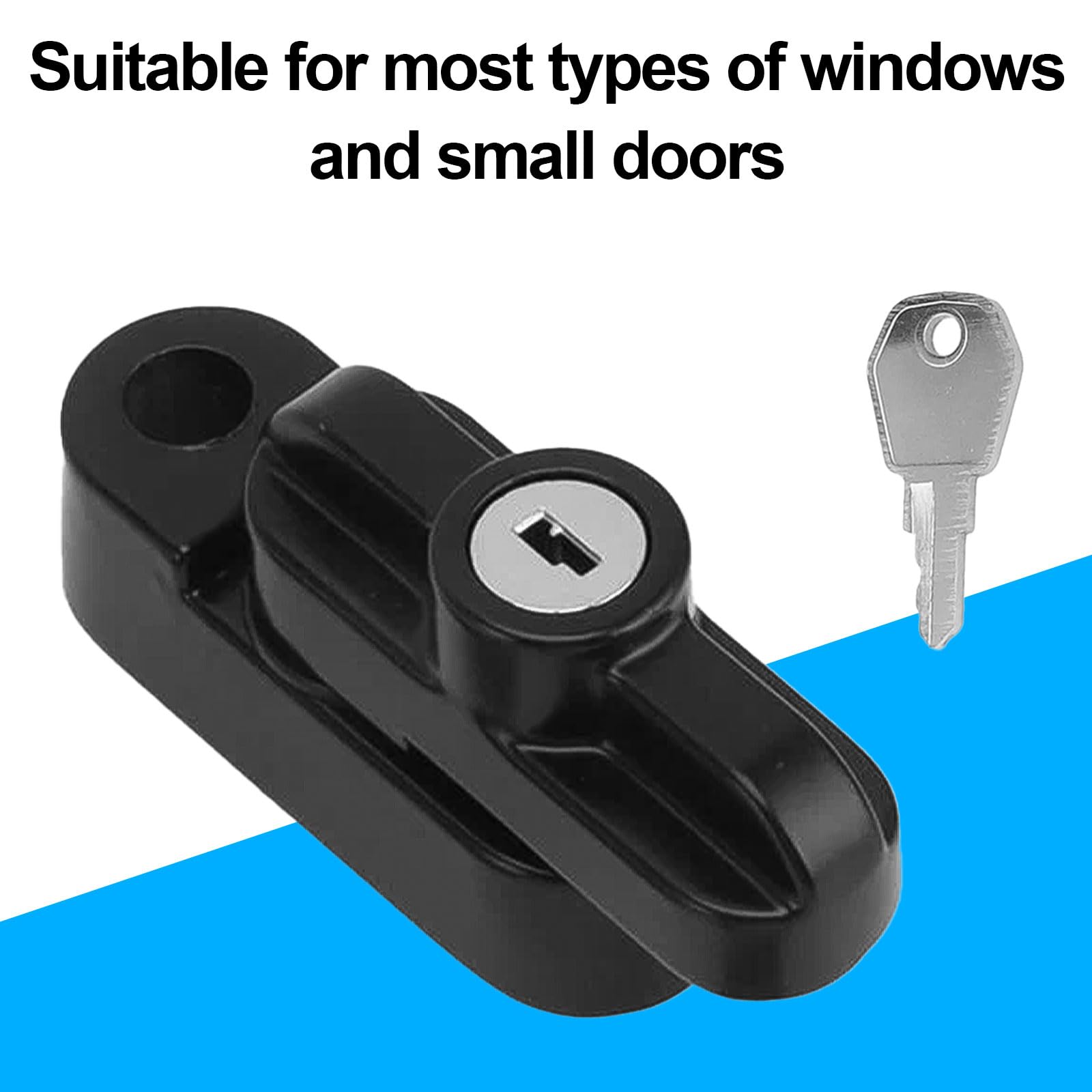 4 Pezzi Blocco Finestra, Robusta e Antieffrazione, Serratura per Finestre a Forma di T, Chiusura di Sicurezza per Porta Finestra, Adatto per Porte e Finestre in PVC (Nero)