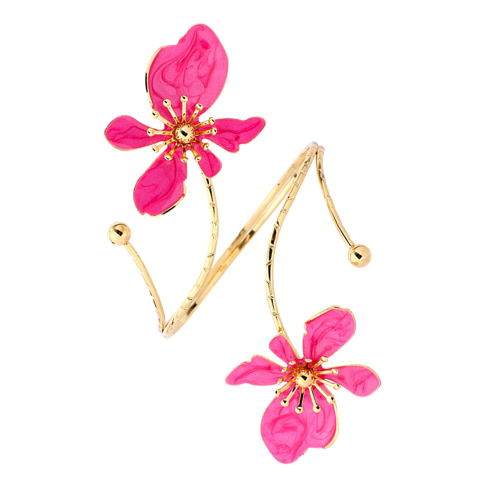 Mikovivi Flower Bracelets, Adjustable Bangle with Colorful Flowers Upper Arm for Women Elegant Bohemian Jewelry Accessory for Women