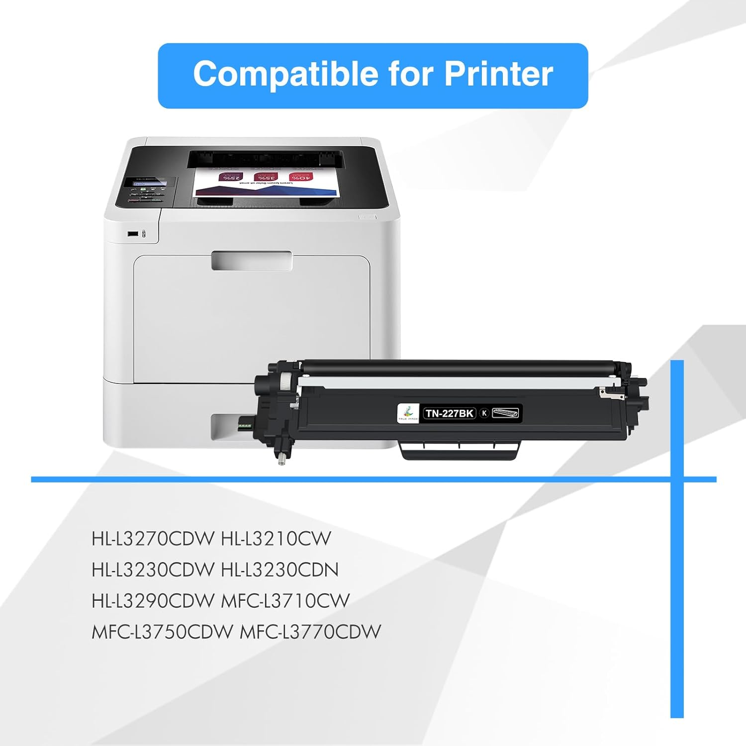 TN227 TN-227BK/C/M/Y High Yield Toner Cartridge 4 Pack: TN-223BK/C/M/Y Compatible for Brother TN223 TN-227 TN 227BK/C/M/Y 227 for HL-L3290CDW HL-L3270CDW MFC-L3770CDW HL-L3210CW MFC-L3750CDW Printer