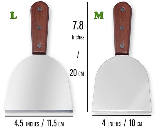 Miniatura 3 de Espátula de acero inoxidable para parrilla inclinada, espátula plana y recta (M)