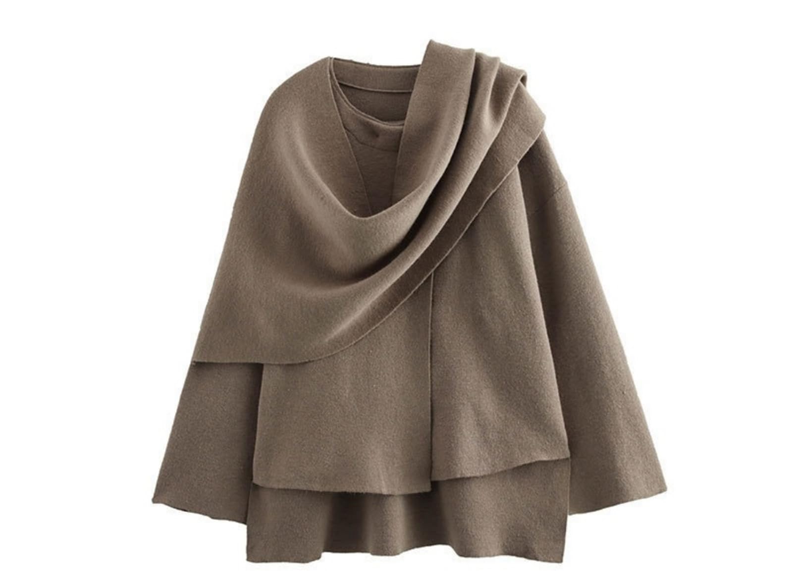 Übergroßer Damen-Schal, Jacke, Schal, mit abnehmbarem Schal, lässig, Herbst, Winter, Pfau-Schal