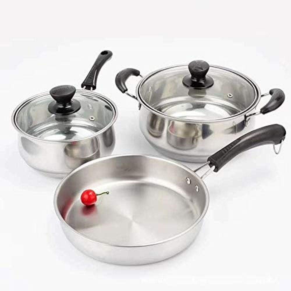 Non-Stick Pan,Stainless Steel Pan, Household Multi-Function Three-Piece Non-Stick Pan, Milk Pot Soup Pot Frying Pan Wok，，，