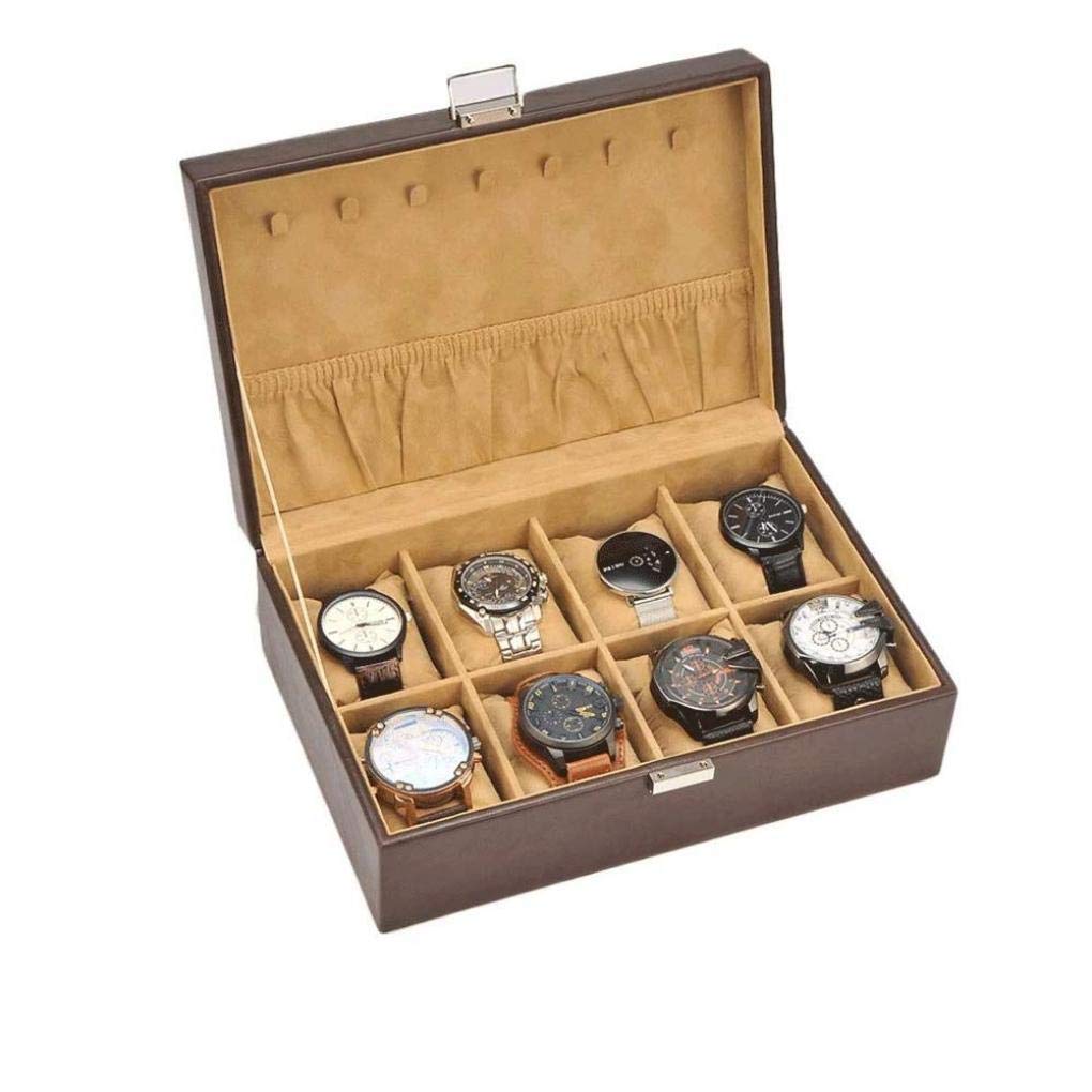 Boîte de montre boîte de rangement en cuir noir et boîte à bijoux