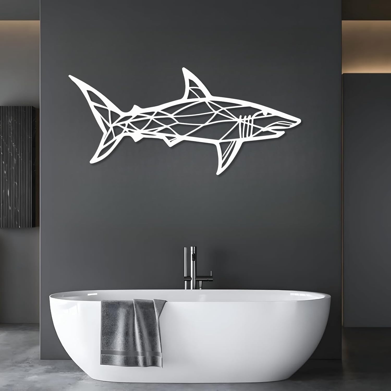 Tenture murale requin métal grand format déco nature salon et chambre