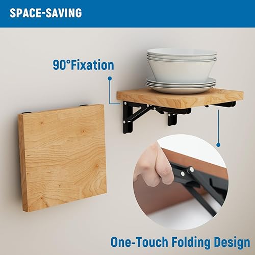 Miniatura 5 de LEOPO Soportes plegables para estantes de 10 pulgadas, paquete de 2 soportes plegables triangulares plegables para montaje en pared para mesa